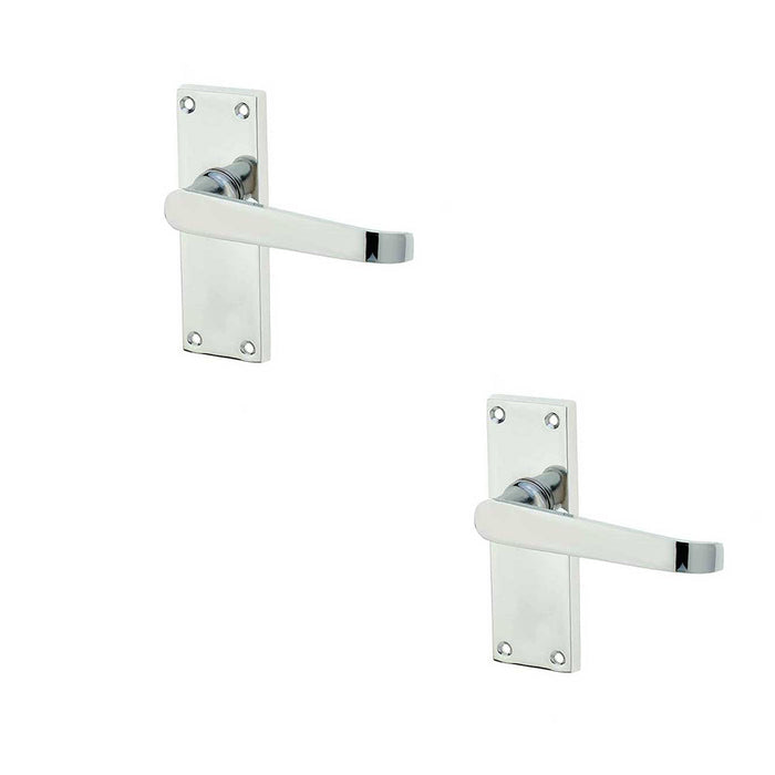 PACK Elegant Victorian Straight Door Handle with Polished Chrome Finish Interior Lever Backplate (3)