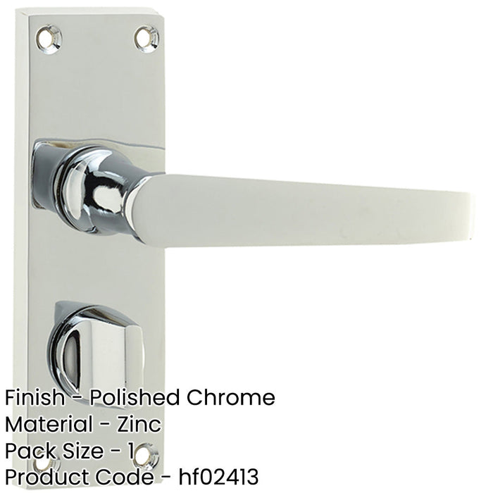 Elegant Victorian Straight Door Handle Polished Chrome Privacy Plates Interior Lever Backplate-1