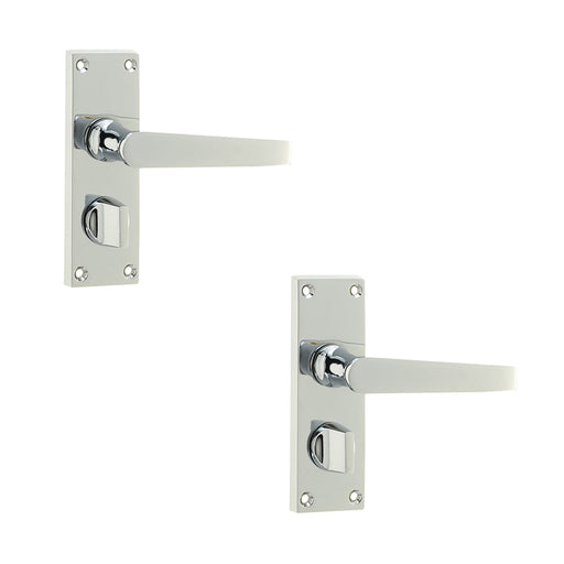 PACK Elegant Victorian Straight Door Handle Polished Chrome Privacy Plates Interior Lever Backplate (1)