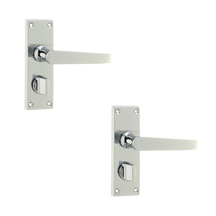 PACK Elegant Victorian Straight Door Handle Polished Chrome Privacy Plates Interior Lever Backplate (1)