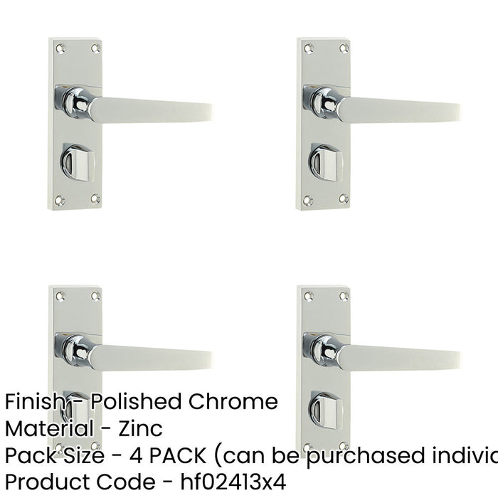 PACK Elegant Victorian Straight Door Handle Polished Chrome Privacy Plates Interior Lever Backplate-1