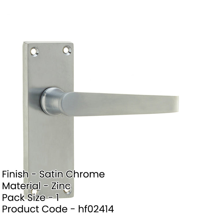 Victorian Satin Chrome Straight Door Handle with Short Latchset Plate Interior Lever Backplate-1