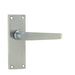 Victorian Satin Chrome Straight Door Handle with Short Latchset Plate Interior Lever Backplate