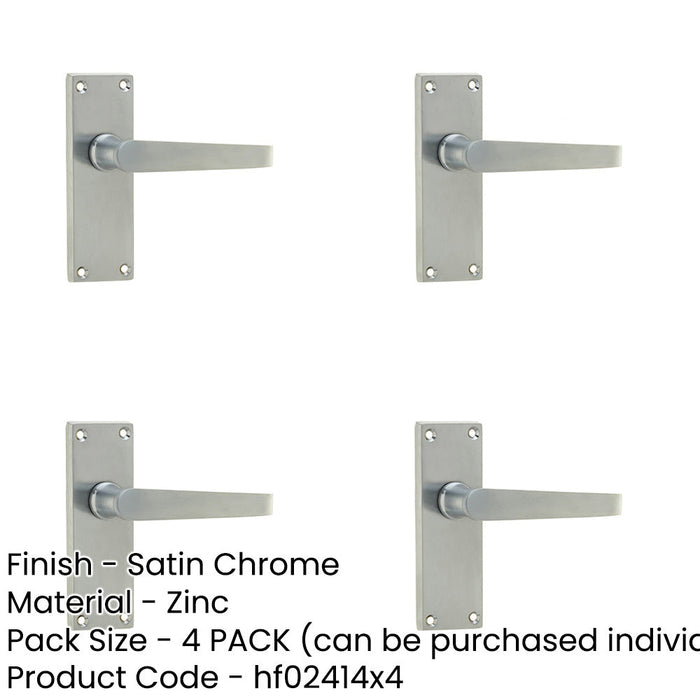 PACK Victorian Satin Chrome Straight Door Handle with Short Latchset Plate Interior Lever Backplate-1