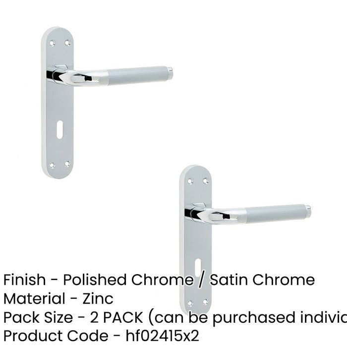 PACK Elegant Twin Suite Door Handle Polished Satin Chrome Finish Interior Lever Backplate (2)-1