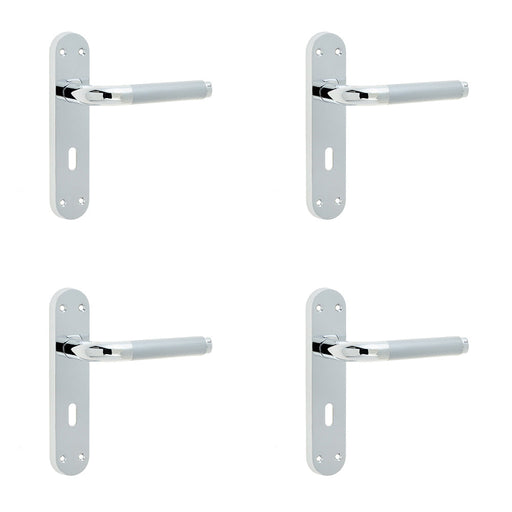 PACK Elegant Twin Suite Door Handle Polished Satin Chrome Finish Interior Lever Backplate