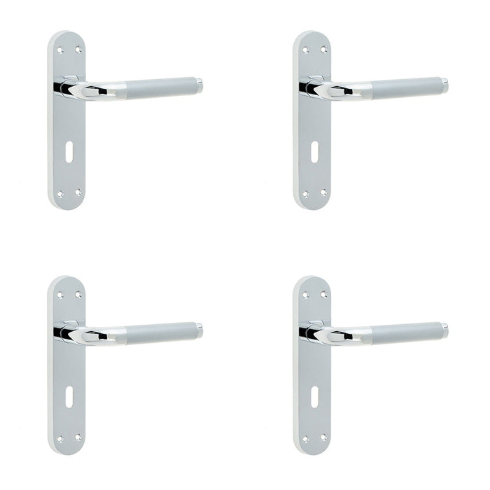 PACK Elegant Twin Suite Door Handle Polished Satin Chrome Finish Interior Lever Backplate