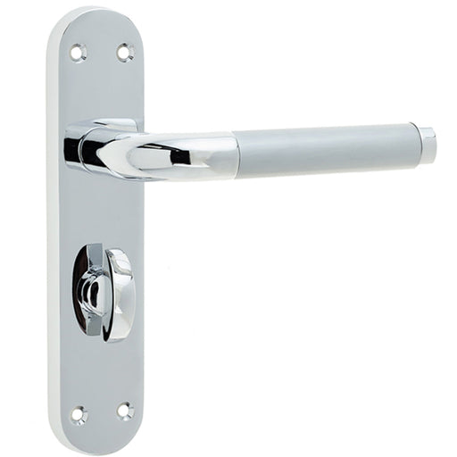 Elegant Twin Suite Door Handle Polished Satin Chrome Finish Interior Lever Backplate (1)