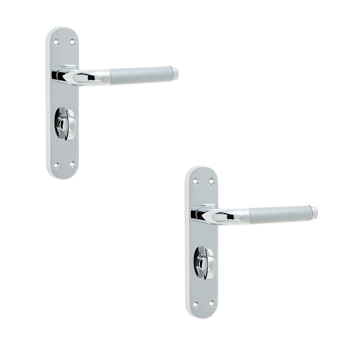 PACK Elegant Twin Suite Door Handle Polished Satin Chrome Finish Interior Lever Backplate (3)