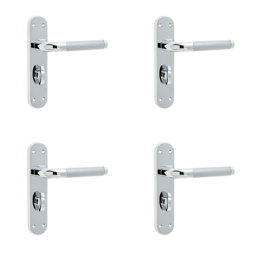 PACK Elegant Twin Suite Door Handle Polished Satin Chrome Finish Interior Lever Backplate (1)