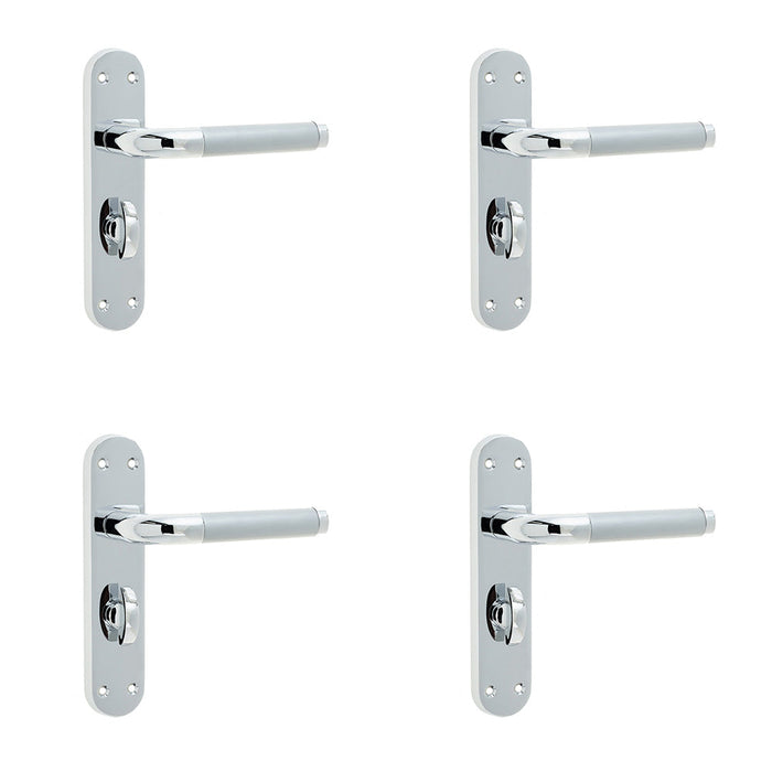 PACK Elegant Twin Suite Door Handle Polished Satin Chrome Finish Interior Lever Backplate (1)