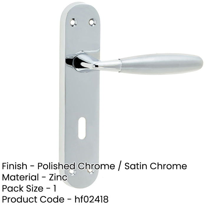 Elegant Suite Door Handle with Lockplate Polished Satin Chrome Finish Interior Lever Backplate-1