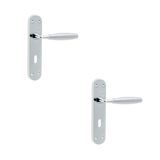 PACK Elegant Suite Door Handle with Lockplate Polished Satin Chrome Finish Interior Lever Backplate (1)