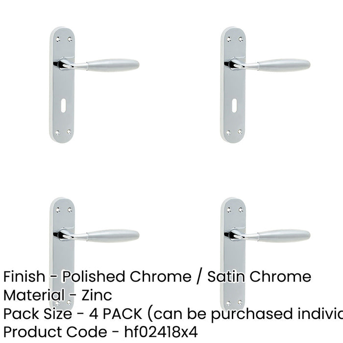PACK Elegant Suite Door Handle with Lockplate Polished Satin Chrome Finish Interior Lever Backplate-1