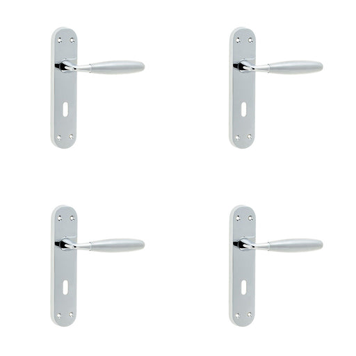 PACK Elegant Suite Door Handle with Lockplate Polished Satin Chrome Finish Interior Lever Backplate