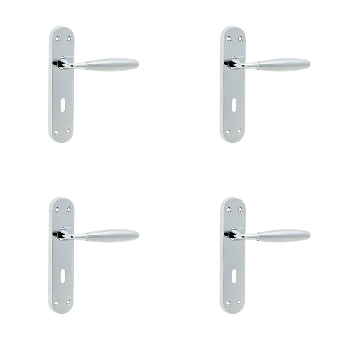 PACK Elegant Suite Door Handle with Lockplate Polished Satin Chrome Finish Interior Lever Backplate