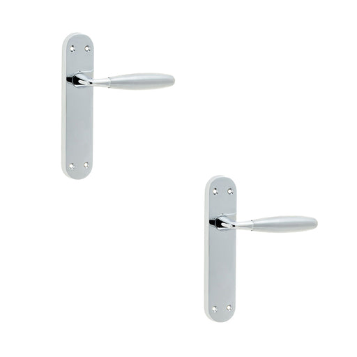 PACK Elegant Polished Chrome Satin Chrome Suite Door Handle with Latchplate Interior Lever Backplate (1)