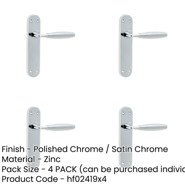 PACK Elegant Polished Chrome Satin Chrome Suite Door Handle with Latchplate Interior Lever Backplate-1