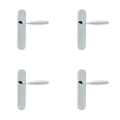 PACK Elegant Polished Chrome Satin Chrome Suite Door Handle with Latchplate Interior Lever Backplate