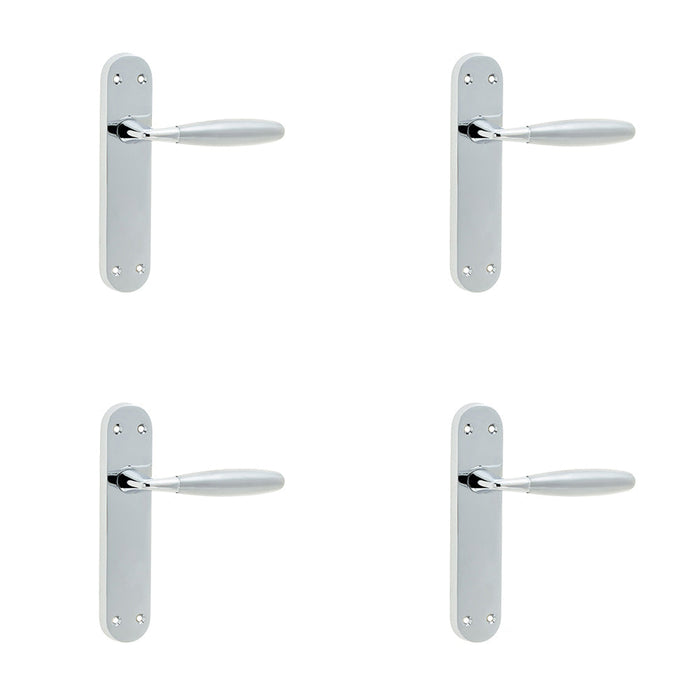 PACK Elegant Polished Chrome Satin Chrome Suite Door Handle with Latchplate Interior Lever Backplate