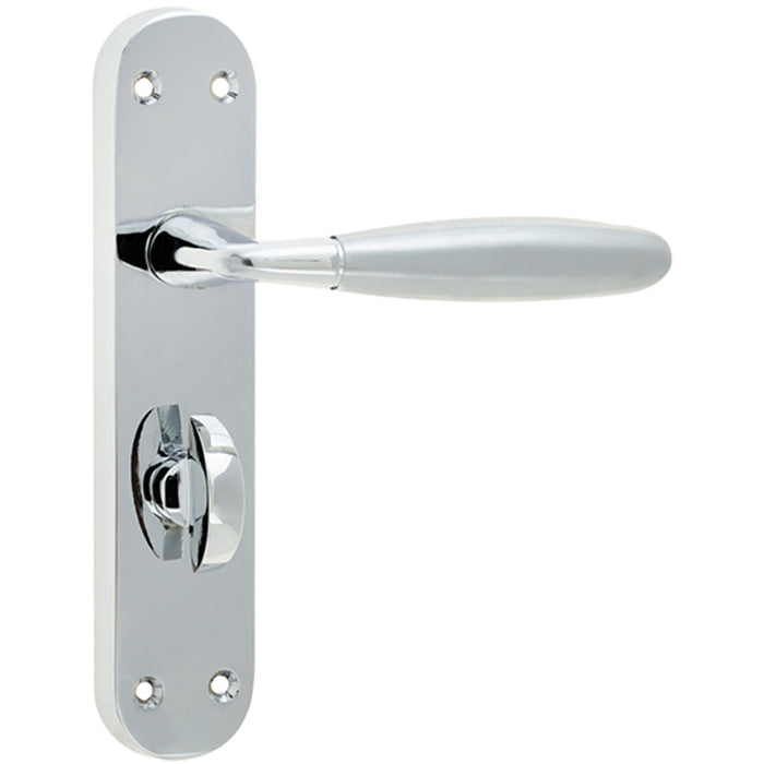 Elegant Suite Door Handle with Bathroom Plate Polished Satin Chrome Finish Interior Lever Backplate