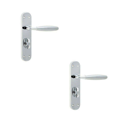 PACK Elegant Suite Door Handle with Bathroom Plate Polished Satin Chrome Finish Interior Lever Backplate (1)