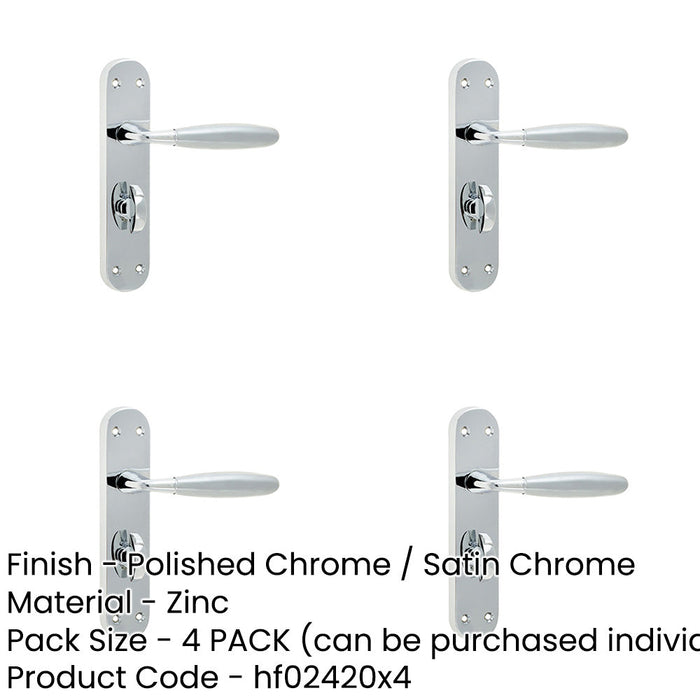 PACK Elegant Suite Door Handle with Bathroom Plate Polished Satin Chrome Finish Interior Lever Backplate-1