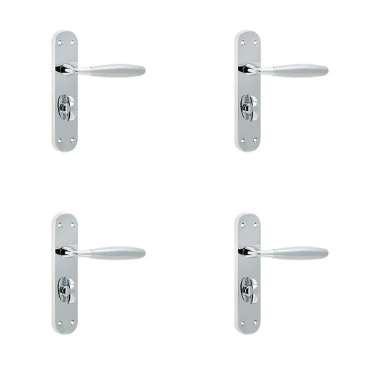 PACK Elegant Suite Door Handle with Bathroom Plate Polished Satin Chrome Finish Interior Lever Backplate