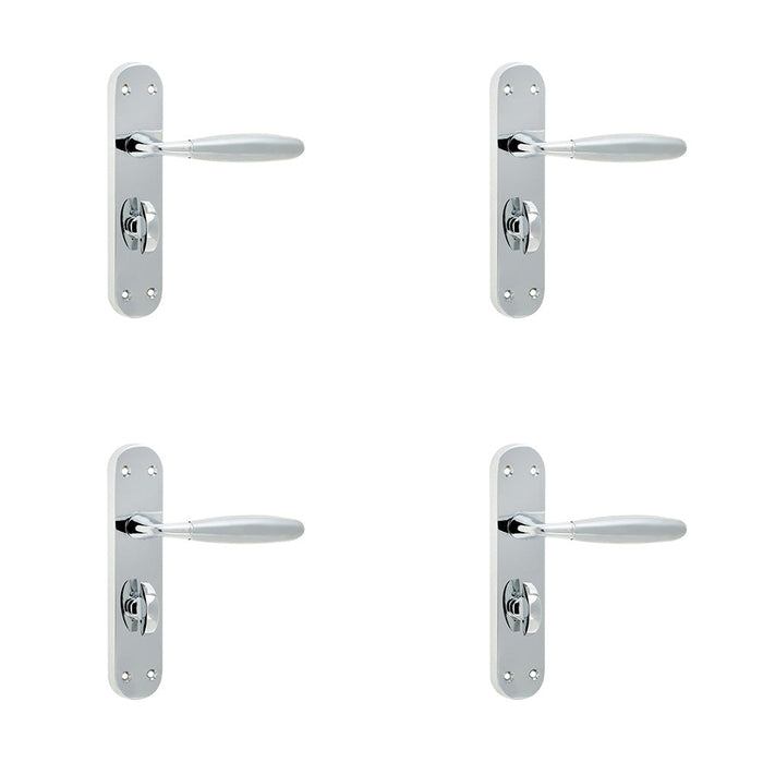 PACK Elegant Suite Door Handle with Bathroom Plate Polished Satin Chrome Finish Interior Lever Backplate