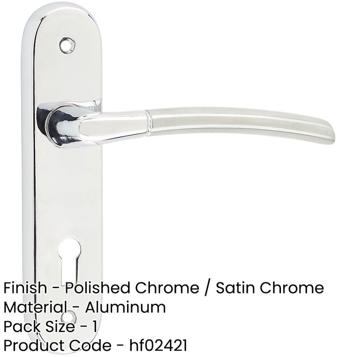 Dual Finish Aluminium Suite Door Handle with Lockplate Polished Satin Chrome Interior Lever Backplate-1