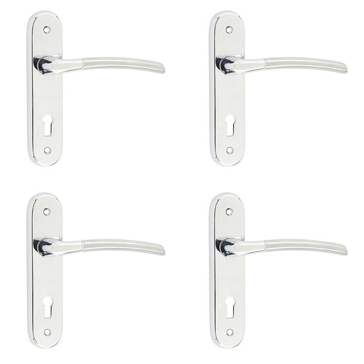 PACK Dual Finish Aluminium Suite Door Handle with Lockplate Polished Satin Chrome Interior Lever Backplate