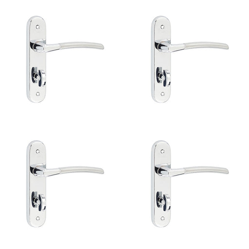 PACK Elegant Dual-Finish Door Handle Polished Satin Chrome Interior Lever Backplate