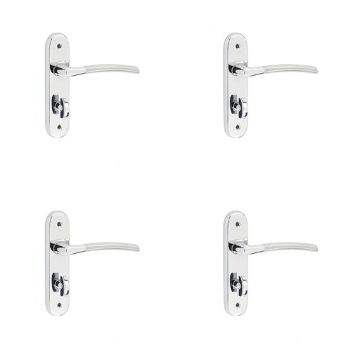 PACK Elegant Suite Door Handle with Polished Satin Chrome Finish Interior Lever Backplate