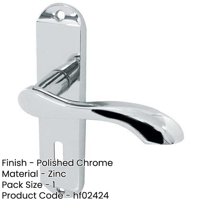 Polished Chrome Suite Door Handle with Lockplate Modern Interiors Interior Lever Backplate (1)-1