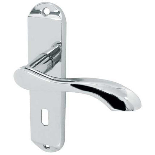 Polished Chrome Suite Door Handle with Lockplate Modern Interiors Interior Lever Backplate (1)