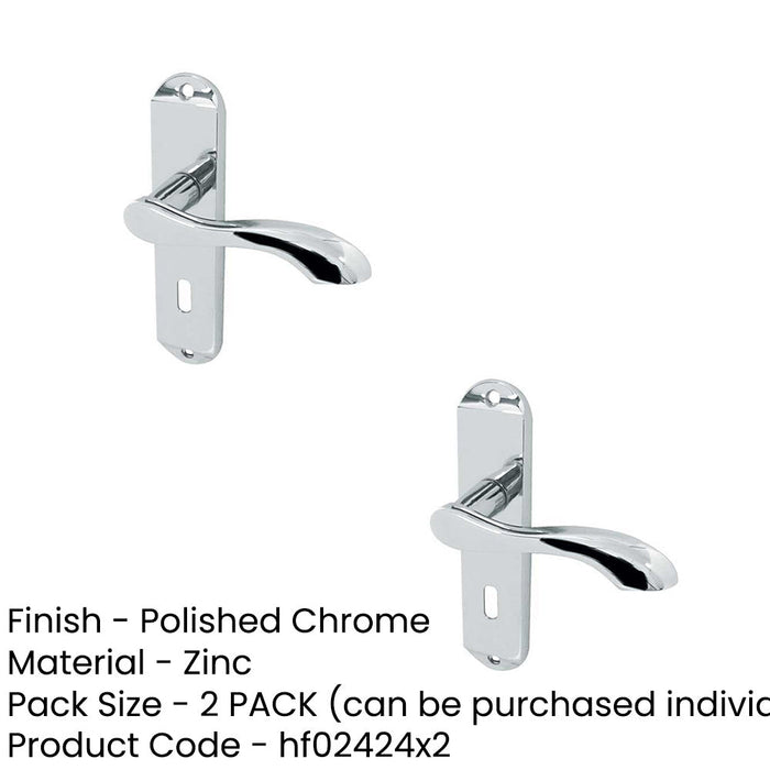 PACK Polished Chrome Suite Door Handle with Lockplate Modern Interiors Interior Lever Backplate (3)-1