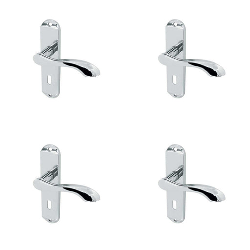 PACK Polished Chrome Suite Door Handle with Lockplate Modern Interiors Interior Lever Backplate (1)