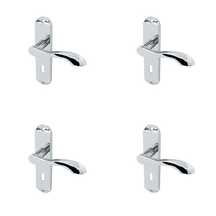 PACK Polished Chrome Suite Door Handle with Lockplate Modern Interiors Interior Lever Backplate (1)