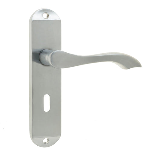 Satin Chrome Suite Door Handle with Lockplate Modern Interiors Interior Lever Backplate (1)