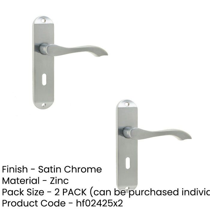 PACK Satin Chrome Suite Door Handle with Lockplate Modern Interiors Interior Lever Backplate (3)-1