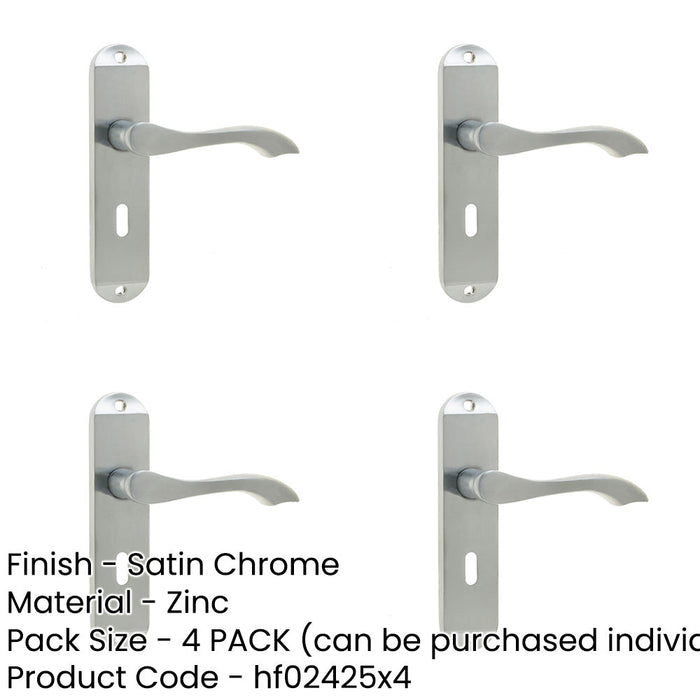 PACK Satin Chrome Suite Door Handle with Lockplate Modern Interiors Interior Lever Backplate (1)-1