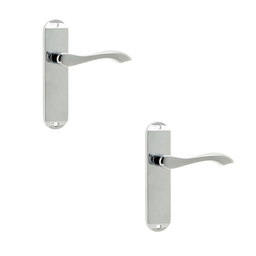 PACK Polished Chrome Suite Door Handle Latchplate Modern Interiors Interior Lever Backplate (1)