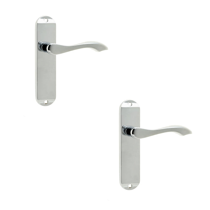 PACK Polished Chrome Suite Door Handle Latchplate Modern Interiors Interior Lever Backplate (1)