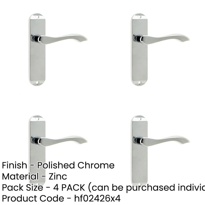 PACK Polished Chrome Suite Door Handle Latchplate Modern Interiors Interior Lever Backplate-1