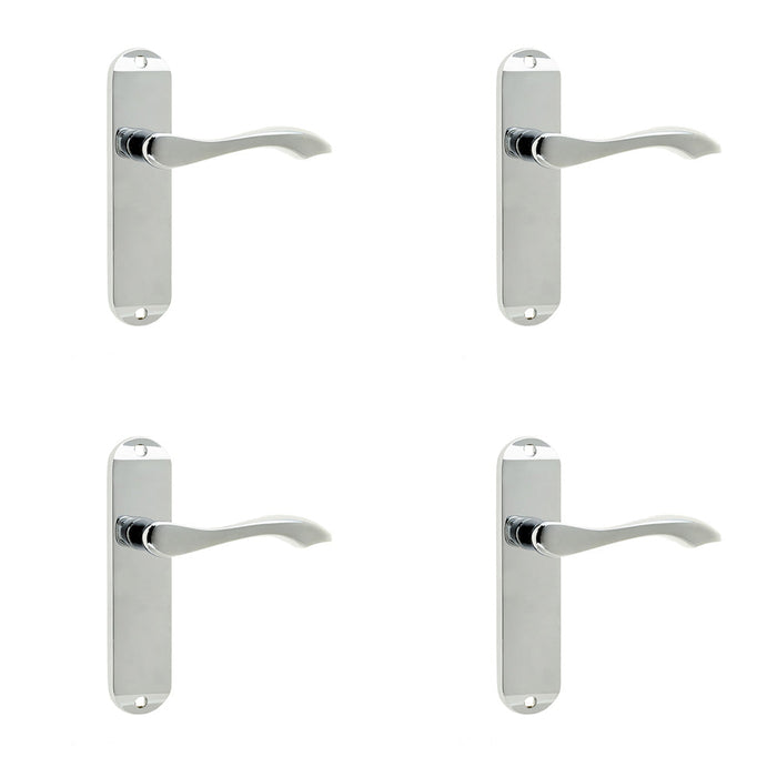 PACK Polished Chrome Suite Door Handle Latchplate Modern Interiors Interior Lever Backplate