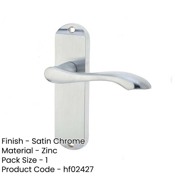 Satin Chrome Suite Door Handle with Latch Plate Modern Interiors Interior Lever Backplate-1