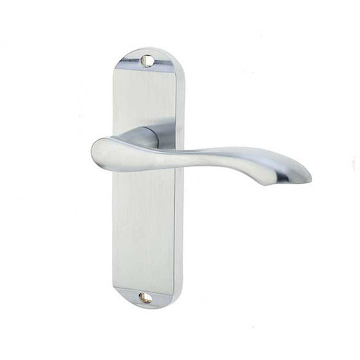 Satin Chrome Suite Door Handle with Latch Plate Modern Interiors Interior Lever Backplate