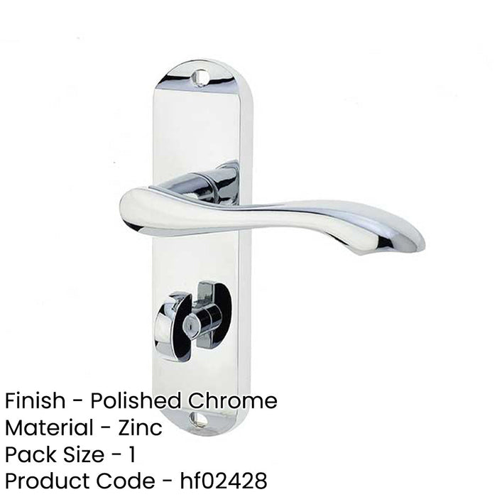 Polished Chrome Suite Door Handle with Bathroom Plate Modern Design Interior Lever Backplate-1