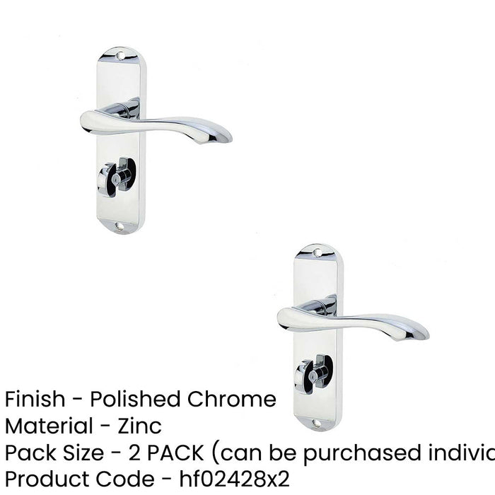 PACK Polished Chrome Suite Door Handle with Bathroom Plate Modern Design Interior Lever Backplate (1)-1