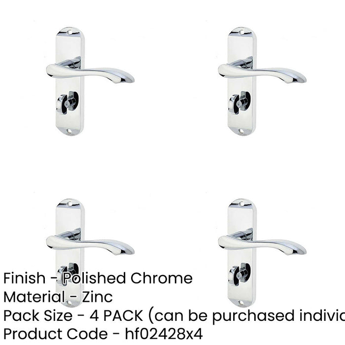 PACK Polished Chrome Suite Door Handle with Bathroom Plate Modern Design Interior Lever Backplate-1